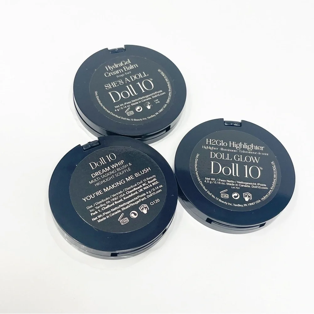 Doll 10 Hydragel Cream Balm/ H2Glo Highlighter /Dream Whip 0.14oz (lot of 3) New